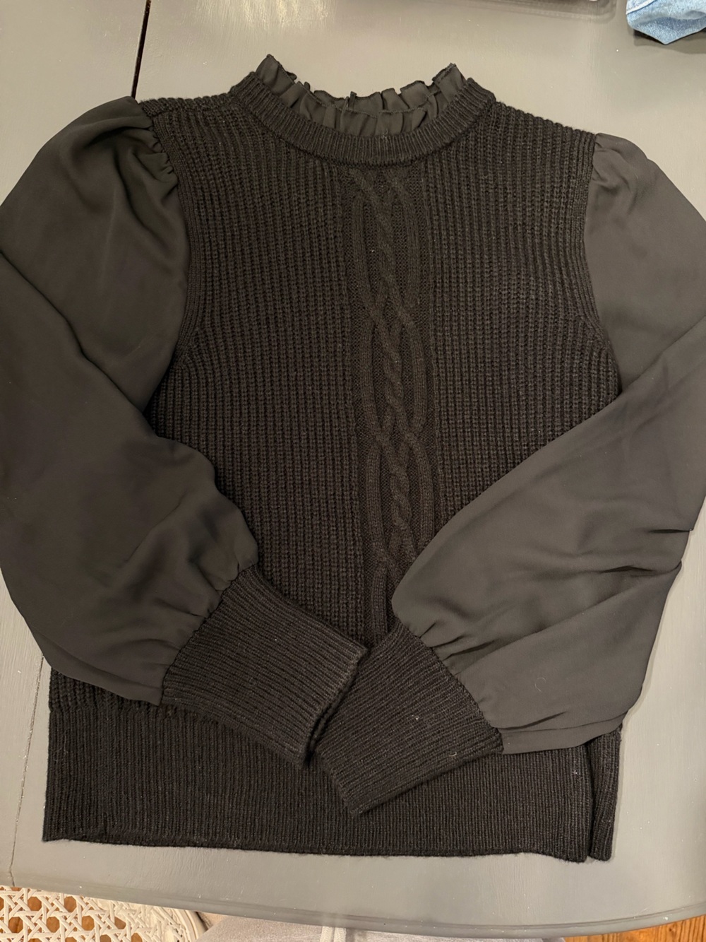 Design History Black Knit Top with Textured Front